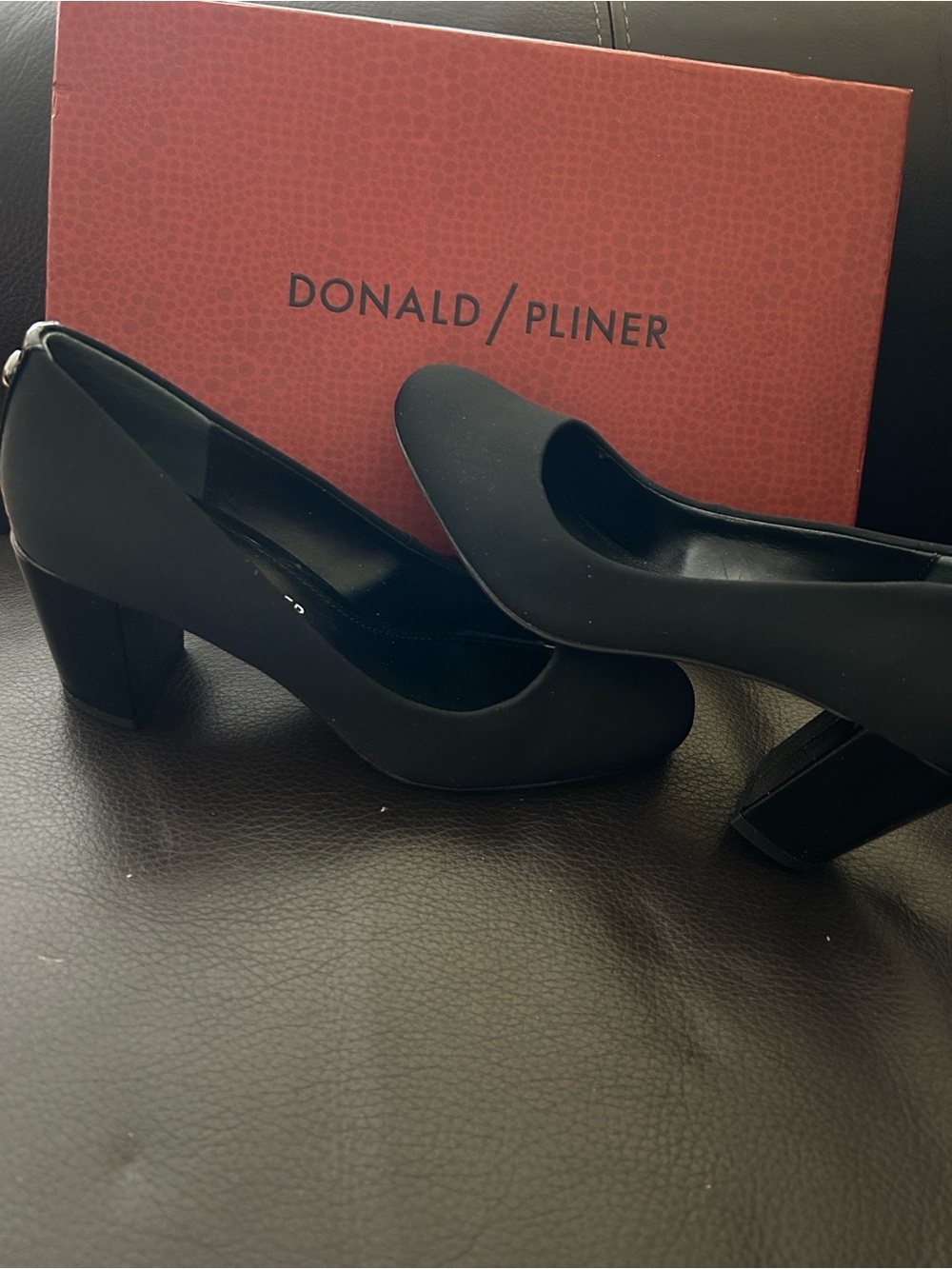 Donald J. Pliner Black Block Heel Pumps